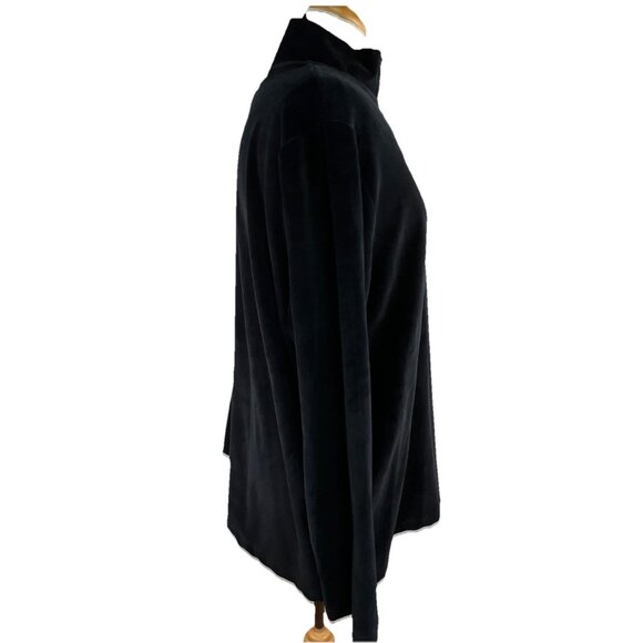 Lauren Ralph Lauren Sz 1X Black Velvet Velour Track Top 1/4 Zip Pullover Crest - Picture 7 of 10